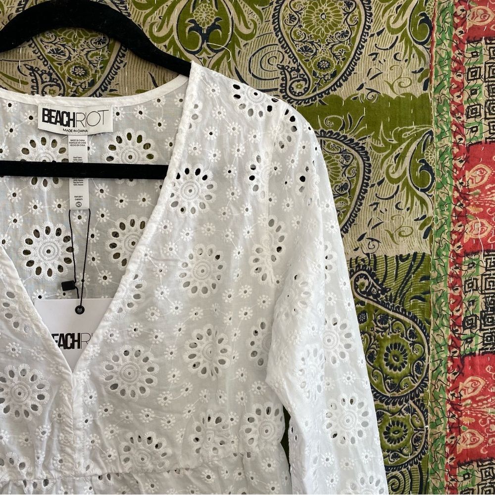 NWT Beach Riot White Delaney Eyelet Embroidered Mini Dress Size Small - Picture 4 of 14